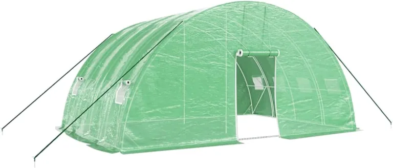 IKAYAA Folientunnel Gewächshaus 10 x 4 x 2 m Foliengewächshaus Gewächshaus Tomatengewächshaus Treibhaus Folientunnel, Fenster mit Insektenschutz, für Tomaten Grün – Bild 2