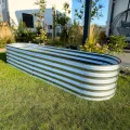 Hochbeet aus Metall 240x60x43 cm - Modulares 9-in-1 Hochbeete-Kit - Rostfreie Hochbeete für Garten aus Premium Zn-Al-Mg Stahl - Min. 20 Jahre Lebensdauer - 43 cm Hoch Gemüsebeet, Silber - Thumbnail 4
