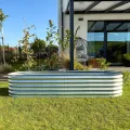 Hochbeet aus Metall 240x60x43 cm - Modulares 9-in-1 Hochbeete-Kit - Rostfreie Hochbeete für Garten aus Premium Zn-Al-Mg Stahl - Min. 20 Jahre Lebensdauer - 43 cm Hoch Gemüsebeet, Silber - Thumbnail 1