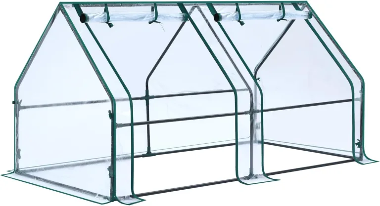 Ohuhu Foliengewächshaus Frühbeet Gewächshaus Tomatengewächshaus Winterschutz 180x90x90 cm, Gewächshaus Balkon Hochbeet Abdeckung mit Zwei großen PVC Reißverschluss-Türen Transparent – Bild 1