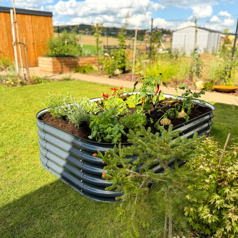 UNIGARDIA Hochbeet aus Metall 200x60x43 cm - Modulares 6-in-1 Hochbeete-Kit - Rostfreie Hochbeete für Garten aus Premium Zn-Al-Mg Stahl - Min. 20 Jahre Lebensdauer - 43 cm Hoch Gemüsebeet, Anthrazit – Bild 7