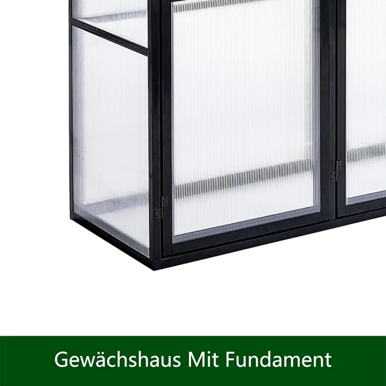 Aluminium Anlehngewächshaus Beistell Tomatengewächshaus klein Gewächshaus Dreitürig Treibhaus 190x55X180 cm schwarz – Bild 8
