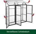 Aluminium Anlehngewächshaus Beistell Tomatengewächshaus klein Gewächshaus Dreitürig Treibhaus 190x55X180 cm schwarz - Thumbnail 7