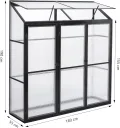 Aluminium Anlehngewächshaus Beistell Tomatengewächshaus klein Gewächshaus Dreitürig Treibhaus 190x55X180 cm schwarz - Thumbnail 3