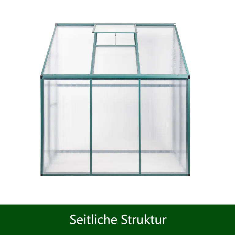 Aluminium Anlehngewächshaus Beistell Tomatengewächshaus klein Gewächshaus Dreitürig Treibhaus Ohne Rückwand 182x122X195 cm grün – Bild 4