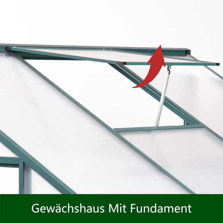 Aluminium Anlehngewächshaus Beistell Tomatengewächshaus klein Gewächshaus Dreitürig Treibhaus Ohne Rückwand 182x122X195 cm grün – Bild 5