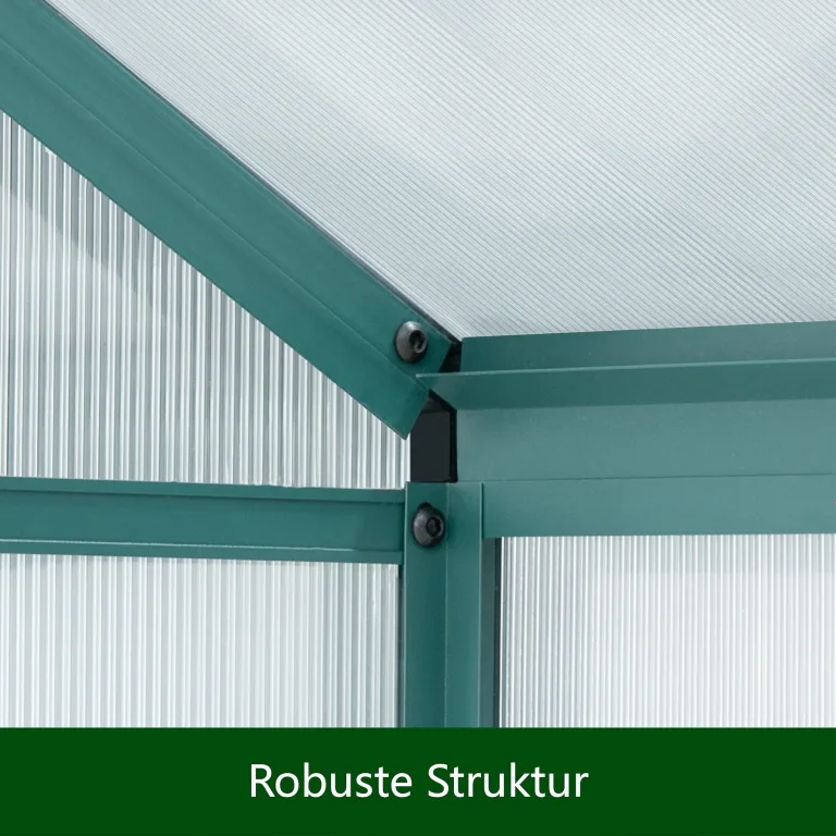 Aluminium Anlehngewächshaus Beistell Tomatengewächshaus klein Gewächshaus Dreitürig Treibhaus Ohne Rückwand 182x122X195 cm grün – Bild 7