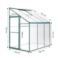 Aluminium Anlehngewächshaus Beistell Tomatengewächshaus klein Gewächshaus Dreitürig Treibhaus Ohne Rückwand 182x122X195 cm grün - Thumbnail 2