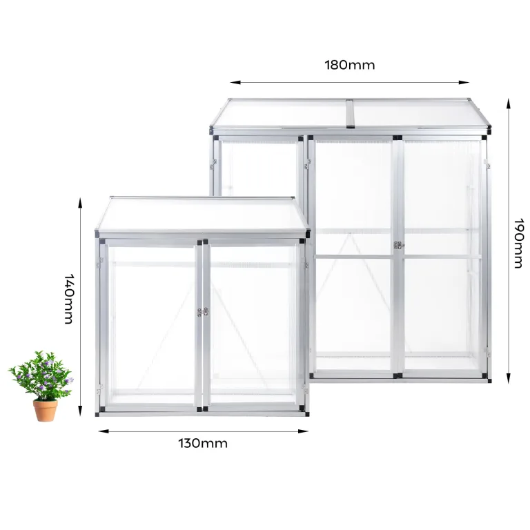 Aluminium Anlehngewächshaus Beistell Tomatengewächshaus klein Gewächshaus Dreitürig Treibhaus 190x52x182 cm Silber – Bild 6