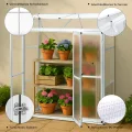 Aluminium Anlehngewächshaus Beistell Tomatengewächshaus klein Gewächshaus Dreitürig Treibhaus 190x52x182 cm Silber - Thumbnail 4
