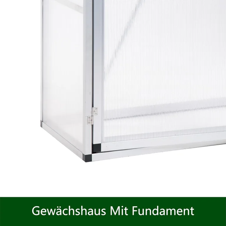 Aluminium Anlehngewächshaus Beistell Tomatengewächshaus klein Gewächshaus Dreitürig Treibhaus 140x52x130 cm Silber – Bild 7