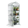 VOUNOT® Gewächshaus Foliengewächshaus, 5 Etagen Treibhaus Gartenhäuschen für Balkon mit 5 Regalebenen, Tomatenhaus Tomatengewächshaus, Weiß 69x49x193cm - Thumbnail 8