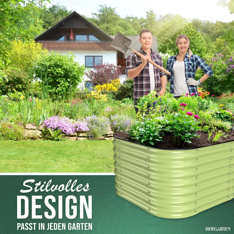 HOFGARTEN Hochbeet Metall 200x60x60 cm - Hochwertiges Gartenbeet aus Zn-Al-Mg Stahl - wetterfest & rostgeschützt - Modularer 6-in-1 Bausatz QuickGrow Plus (Salbei) – Bild 6