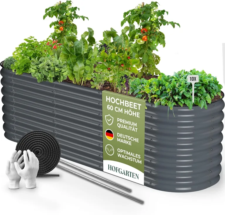 200x60x60 cm Hochbeet Metall I 6-in-1 Gartenbeet aus verzinktem Stahl I Pflanzbeet wetterfest & rostfrei I Ovales Gemüsebeet für Garten & Terasse I Hochbeet Bausatz ohne Boden (Anthrazit) – Bild 1