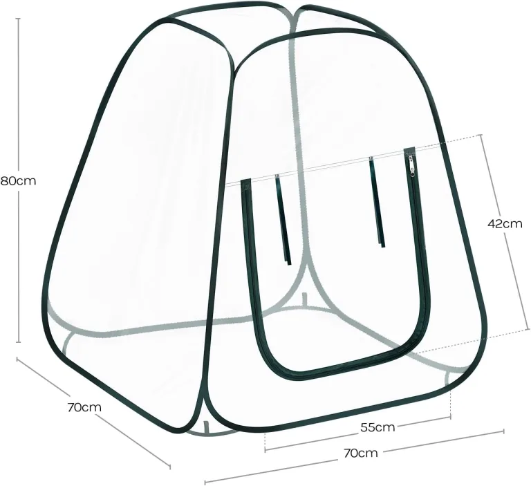WOLTU Pop-up Mini-Gewächshaus, aus wasserdichtem PVC-Material, Feuchtigkeit im Sommer und Wärme im Winter aufrechterhalten, innen und außen verwendbar, 70 x 70 x 80 cm, transparent – Bild 8