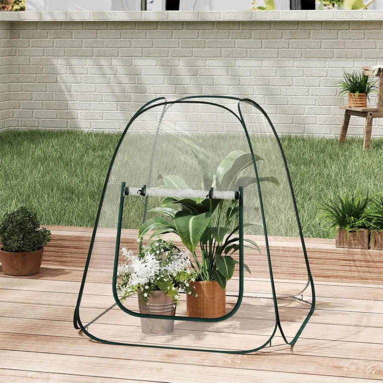 WOLTU Pop-up Mini-Gewächshaus, aus wasserdichtem PVC-Material, Feuchtigkeit im Sommer und Wärme im Winter aufrechterhalten, innen und außen verwendbar, 70 x 70 x 80 cm, transparent – Bild 4