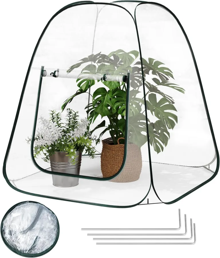 WOLTU Pop-up Mini-Gewächshaus, aus wasserdichtem PVC-Material, Feuchtigkeit im Sommer und Wärme im Winter aufrechterhalten, innen und außen verwendbar, 70 x 70 x 80 cm, transparent – Bild 1