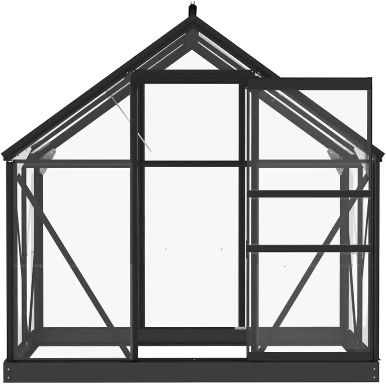 Gewächshaus im Garten Glas Anthrazit 155x103x191 cm Aluminium Gewächshaus Klein Frostschutz Pflanzen Winterschutz Gemüsehaus Treibhaus Gerätehaus Tomatenhaus UV-beständig&Wärmegedämmt – Bild 6