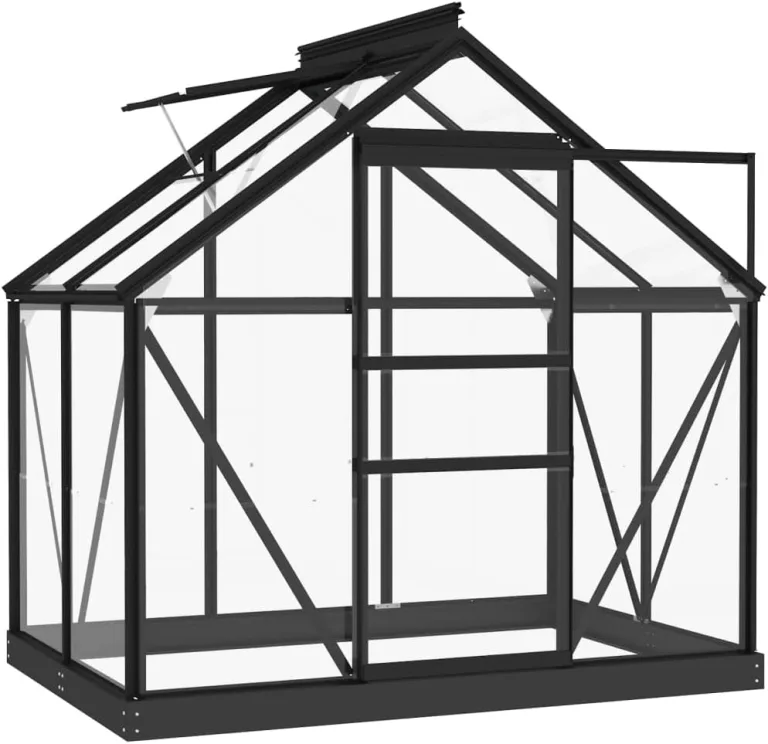 Gewächshaus im Garten Glas Anthrazit 155x103x191 cm Aluminium Gewächshaus Klein Frostschutz Pflanzen Winterschutz Gemüsehaus Treibhaus Gerätehaus Tomatenhaus UV-beständig&Wärmegedämmt – Bild 7