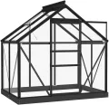 Gewächshaus im Garten Glas Anthrazit 155x103x191 cm Aluminium Gewächshaus Klein Frostschutz Pflanzen Winterschutz Gemüsehaus Treibhaus Gerätehaus Tomatenhaus UV-beständig&Wärmegedämmt - Thumbnail 3