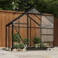 Gewächshaus im Garten Glas Anthrazit 155x103x191 cm Aluminium Gewächshaus Klein Frostschutz Pflanzen Winterschutz Gemüsehaus Treibhaus Gerätehaus Tomatenhaus UV-beständig&Wärmegedämmt - Thumbnail 1