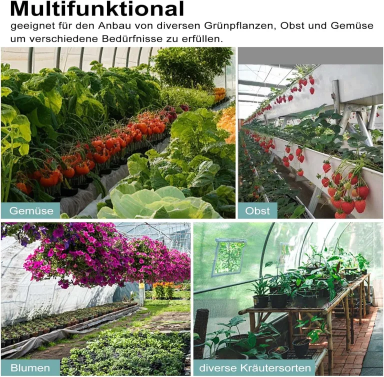 WOLTU Gewächshaus, Foliengewächshaus für Aufzucht Tomaten, Tomatenhaus Winterfest mit Tür 6 Fenstern, aus Stahlrohr PE, 300 x 300 x 200 cm, Grün – Bild 7