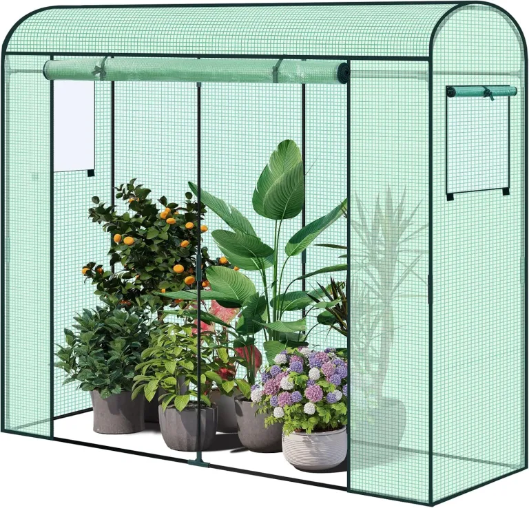 WOLTU Gewächshaus, Foliengewächshaus Winterfest für Aufzucht Tomaten Gemüse Blumen, Tomatenhaus mit Tür 2 Fenstern, aus Stahlrohr PE, 200 x 170 x 68 cm, Grün – Bild 1