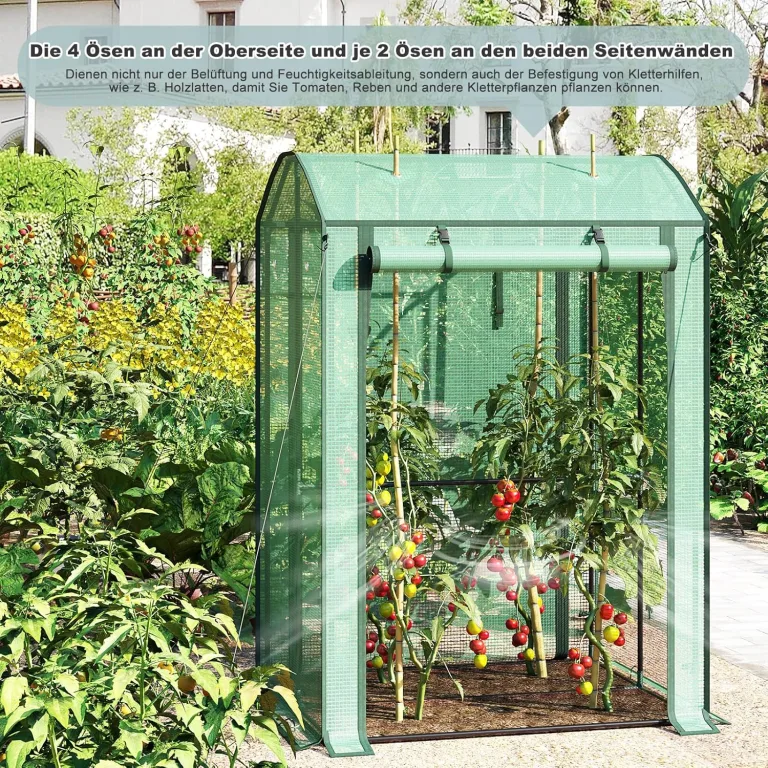 WOLTU Foliengewächshaus, Tomatengewächshaus für Kletterpflanzen, geeignet für Balkon, Terrasse, Hohebeetgärten und Garten, Grün – Bild 6