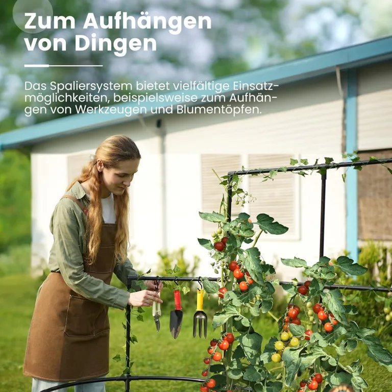 KING BIRD Hochbeet mit Rankgitter, Pflanzkasten Gartenkasten Frühbeet Kräuterbeet mit Gitterspalier für Garten, Klettergemüse, Blumen,180x90x30 cm, Dunkelgrau – Bild 6
