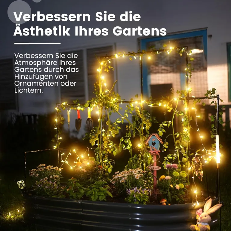 KING BIRD Hochbeet mit Rankgitter, Pflanzkasten Gartenkasten Frühbeet Kräuterbeet mit Gitterspalier für Garten, Klettergemüse, Blumen,180x90x30 cm, Dunkelgrau – Bild 7