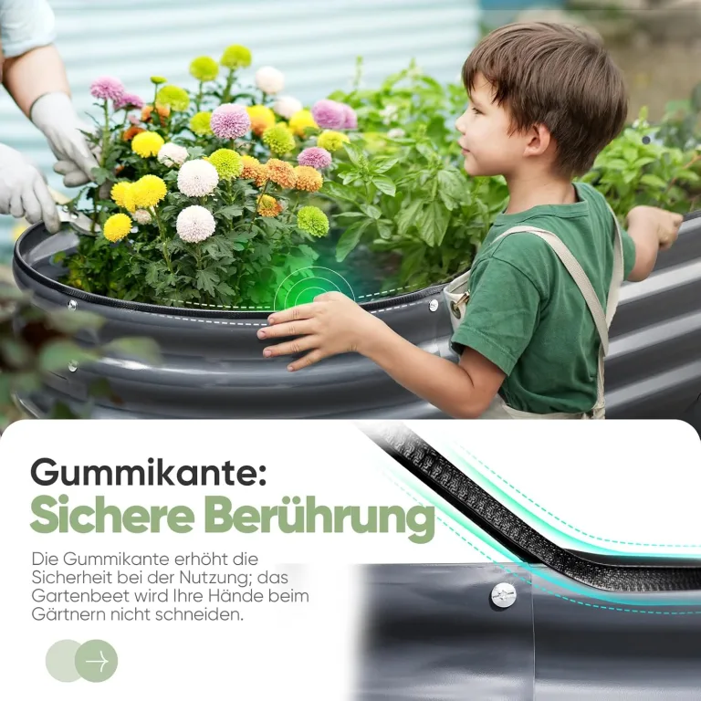 KING BIRD Hochbeet Verzinkter Stahl flanzkasten Gartenkasten 240 x 60 x 87 cm Grau Gartenbeet Frühbeet Garten für Blumen, Obst, Gemüse – Bild 5