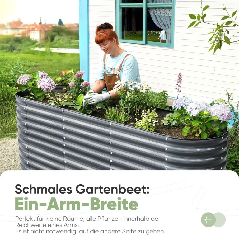KING BIRD Hochbeet Verzinkter Stahl flanzkasten Gartenkasten 240 x 60 x 87 cm Grau Gartenbeet Frühbeet Garten für Blumen, Obst, Gemüse – Bild 7