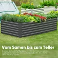 Quictent Hochbeet Pflanzkasten aus Metall, 180 x 90 x 62cm Kräuterbeet ohne Boden für Garten, Freistehendes Gemüsebeet mit Tomatenkäfigen,Grau - Thumbnail 5