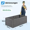 Quictent Hochbeet Pflanzkasten aus Metall, 180 x 90 x 62cm Kräuterbeet ohne Boden für Garten, Freistehendes Gemüsebeet mit Tomatenkäfigen,Grau - Thumbnail 6