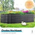 Quictent Hochbeet aus Metall,Rostfreies Pflanzenbeet oval Freistehende Gemüsebeet 180 x 90 x 62cm,Pflanzkasten für Blumen,Obst,Gemüse,Grau - Thumbnail 2