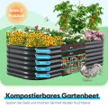 Quictent Hochbeet aus Metall,Rostfreies Pflanzenbeet oval Freistehende Gemüsebeet 180 x 90 x 62cm,Pflanzkasten für Blumen,Obst,Gemüse,Grau - Thumbnail 6