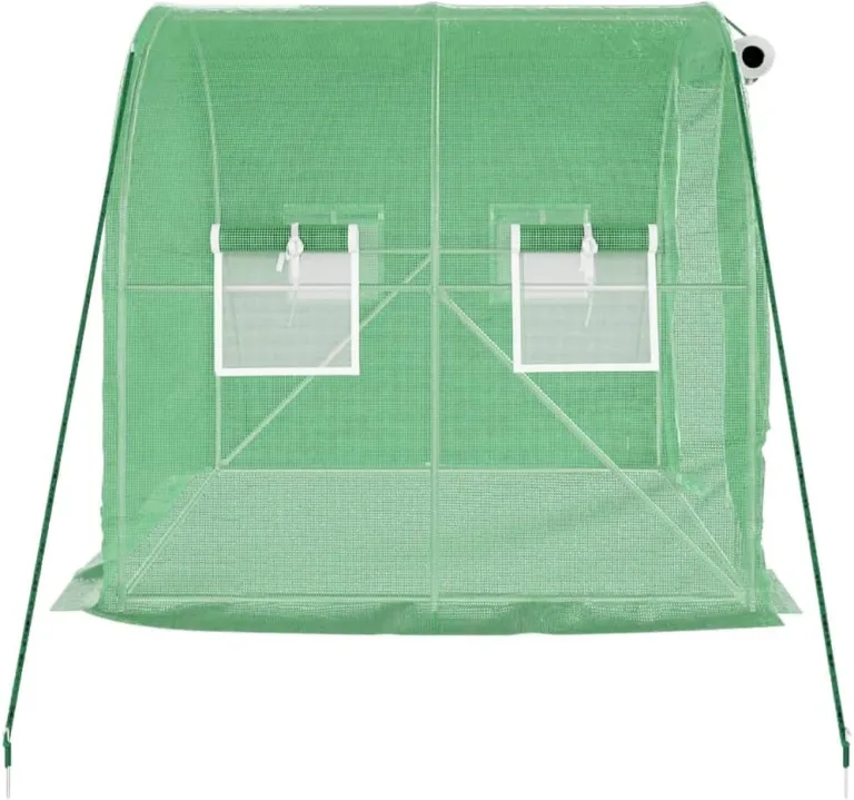 Gewächshaus mit Stahlrahmen Grün 4 m² 2x2x2 m, Frühbeet, Tomatenhaus, Treibhaus, Greenhouse, Garten Zubehör – Bild 6