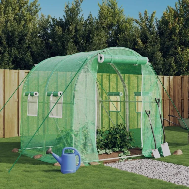 Gewächshaus mit Stahlrahmen Grün 4 m² 2x2x2 m, Frühbeet, Tomatenhaus, Treibhaus, Greenhouse, Garten Zubehör – Bild 1