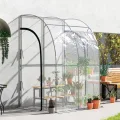 Outsunny Anbau-Garten-Gewächshaus, Balkongewächshaus, verstärkte Abdeckplane aus PVC, Gestell aus Stahl, 2 aufrollbare Reißverschlusstüren, für Gemüse, Blumen, drinnen und draußen, 143 x 118 x 212 cm, - Thumbnail 2
