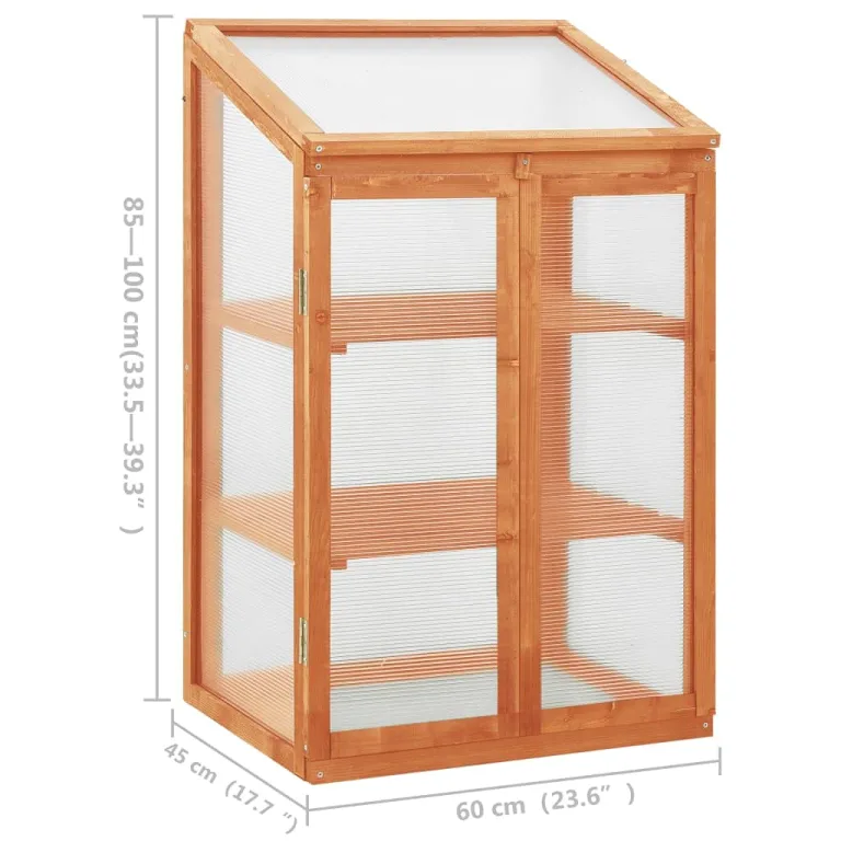 3 stufiges Frühbeet aus Holz, Mini Gewächshaus mit 2 Regalen & 2 Türen, Frühbettkasten Pflanzenhaus Pflanzschrank Pflanzenschrank Aufzuchtschrank für Garten & Balkon, 60x45x100 cm – Bild 7