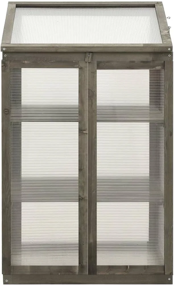 3 stufiges Frühbeet aus Holz, Mini Gewächshaus mit 2 Regalen & 2 Türen, Frühbettkasten Pflanzenhaus Pflanzschrank Pflanzenschrank Aufzuchtschrank für Garten & Balkon, 60x45x100 cm – Bild 3