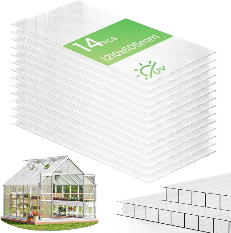 VOUNOT® 14x Doppelstegplatten 4mm aus Polycarbonat, klar & zuschneidbar, UV-beständig & bruchsicher, Hohlkammerplatten 60,5x121cm (10,3m²) für Gewächshaus, Carport & Überdachung – Bild 2