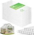 VOUNOT® 14x Doppelstegplatten 4mm aus Polycarbonat, klar & zuschneidbar, UV-beständig & bruchsicher, Hohlkammerplatten 60,5x121cm (10,3m²) für Gewächshaus, Carport & Überdachung - Thumbnail 1