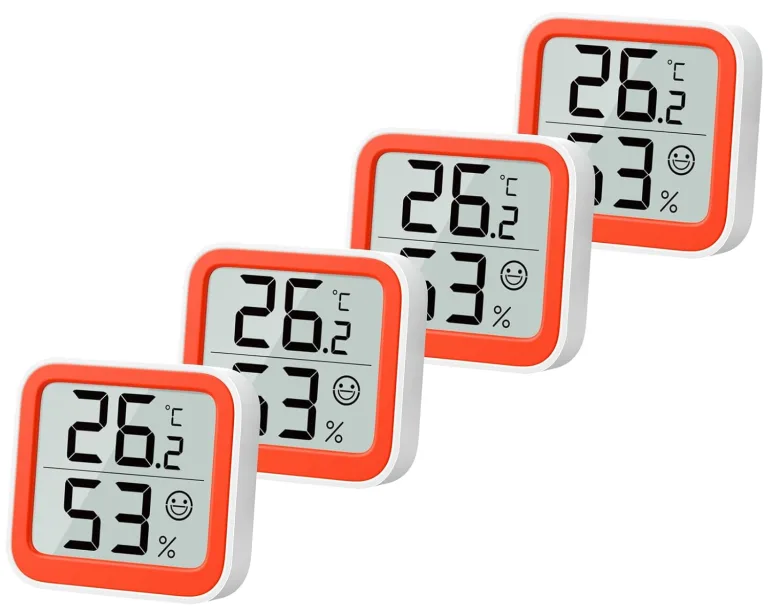 NOKLEAD Thermometer Luftfeuchtigkeitsmesser im Inneren Mini-Hygrometer Monitor Raumtemperaturmessgerät mit Gesichtssymbol Komfortanzeige ℃/℉-Schalter für Babyzimmer,Gewächshaus,Büro(Grün,4,5cm) – Bild 8