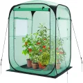 Ohuhu Pop Up Gewächshaus Tomaten Foliengewächshaus Stabil mit PE-Abdeckung und Fernster, Begehbarer Gewächshaus Gewächshaus Klein Winterfest Tomatenhaus für Optimales Pflanzenwachstum Grün - Thumbnail 1
