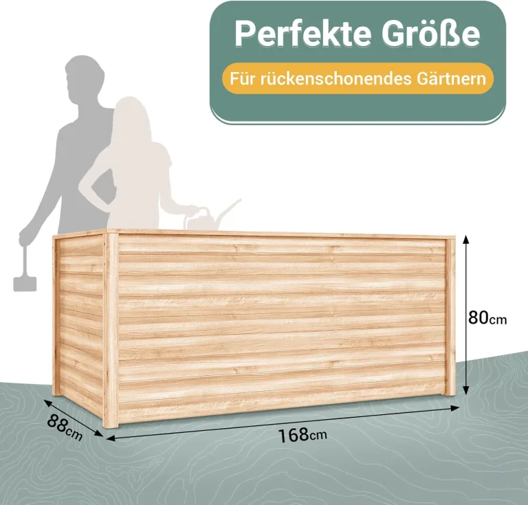 UDPATIO Hochbeet Holz für Garten 168x88x80cm Holzhochbeet zum Bepflanzen von Gemüse & Kräutern Pflanzbeet Pflanzkasten Gemüsebeet für Balkon – Bild 8