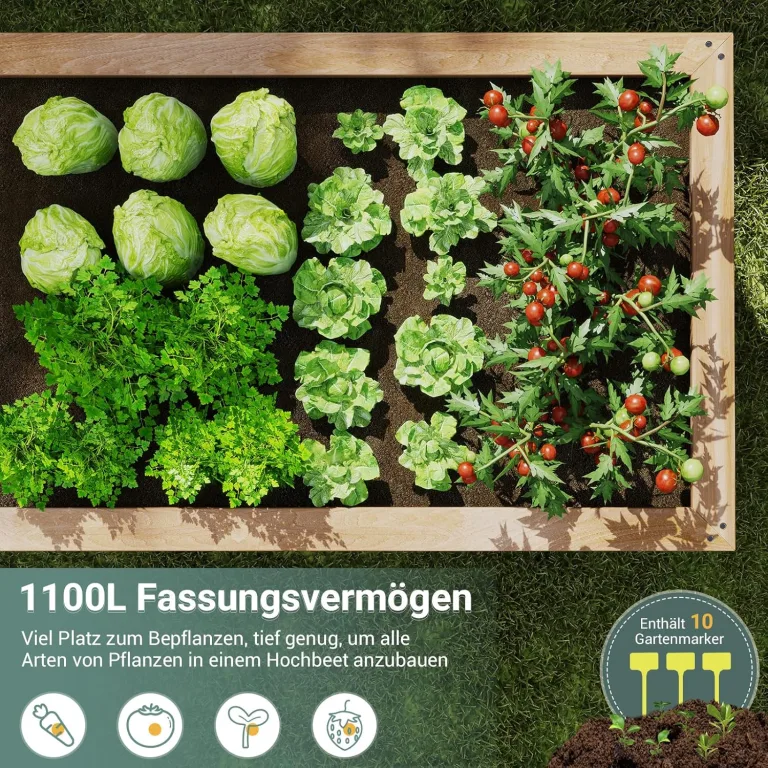 UDPATIO Hochbeet Holz für Garten 168x88x80cm Holzhochbeet zum Bepflanzen von Gemüse & Kräutern Pflanzbeet Pflanzkasten Gemüsebeet für Balkon – Bild 3