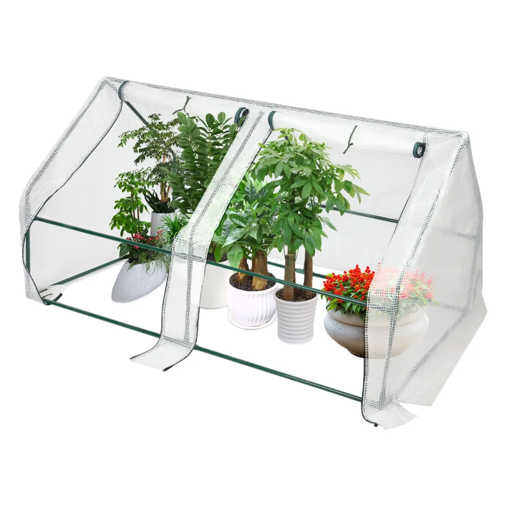 Foliengewächshaus Tomatengewächshaus Kleines Gewächshaus Winterschutz 180*90*90cm mit Aufrollbare Tür, Anzucht Gewächshaus für Tomaten & Pflanzen