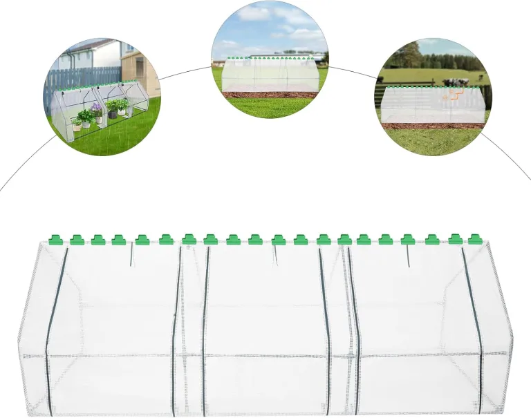 Mobiles Foliengewächshaus Frühbeet mit Aufrollbaren Fenstern, Wetterbeständige Frühbeet für Tomaten gewächshaus Garten Balkon, Grün – Bild 4