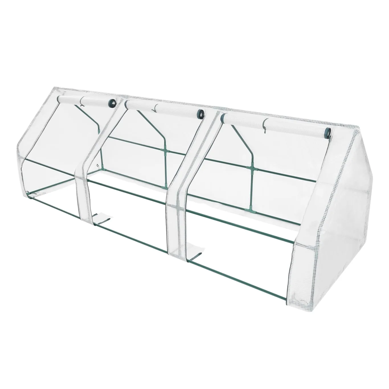 Kleines Gewächshaus PVC Wetterbeständige Foliengewächshaus Frühbeet Transparent mit Rollfenster für Garten Balkon Aufzucht (Grün, 270×90×90cm) - Bild 1